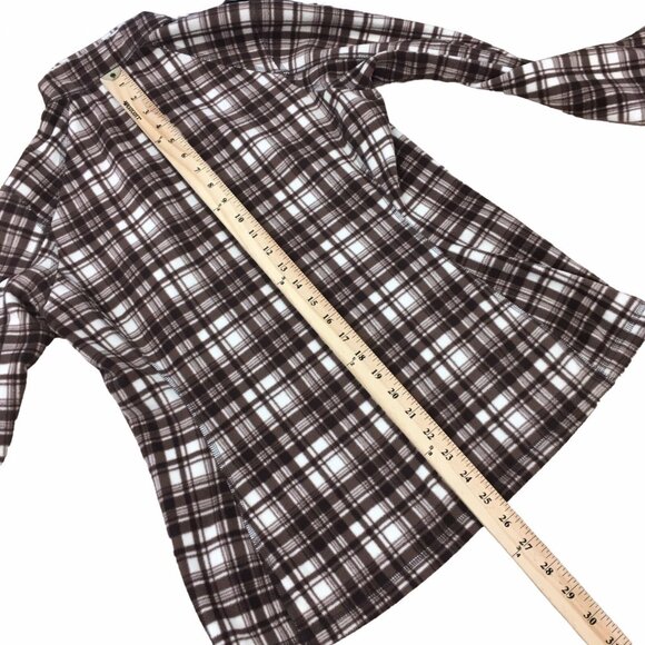 The North Face Quarter Zip Sweatshirt Pullover Fleece Women Medium Brown Plaid - Picture 6 of 13